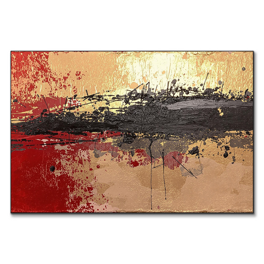 Abstract Horizontal Art with red black and gold